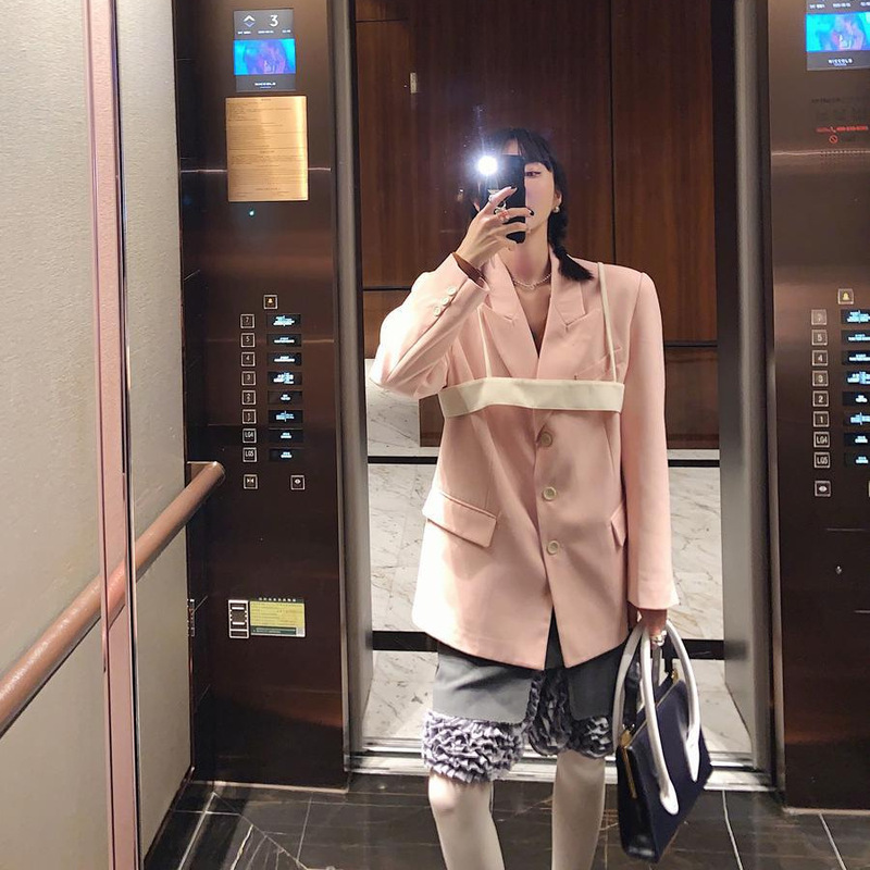 in stock MONA Suit Jacket Women's Design Sense Niche Autumn Fried Street Korean Loose Fashion Elegant All-match Suit