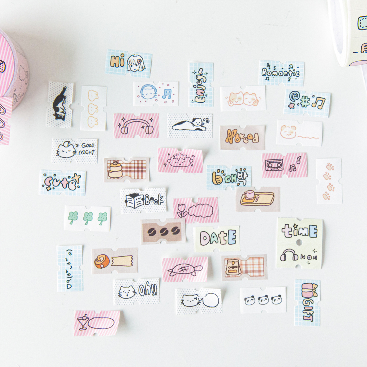 Mo tinta kraft blanco agujero agujero cinta adesiva serie de máquina de etiquetado adorable cinta adesiva decoración DIY