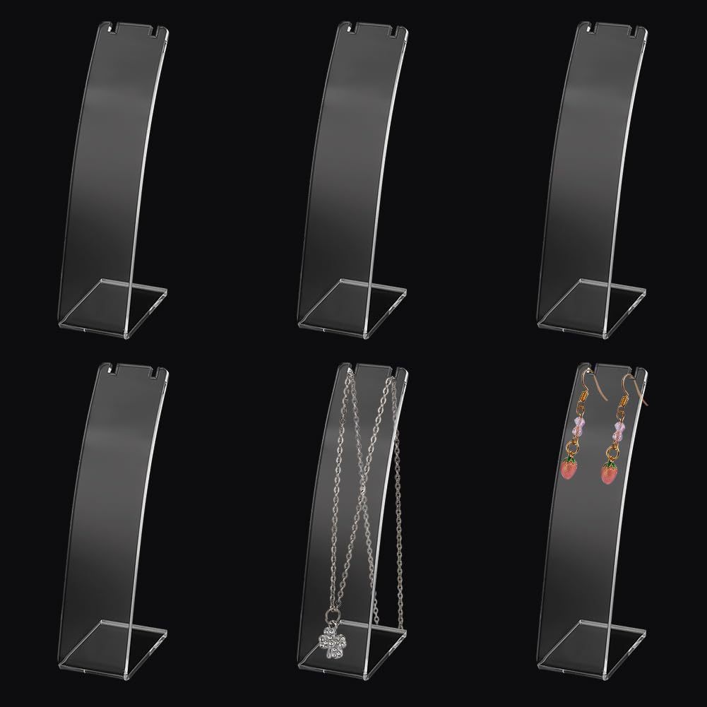 6 件 L 形亚克力项链支架斜背耳环展示架珠宝收纳盒