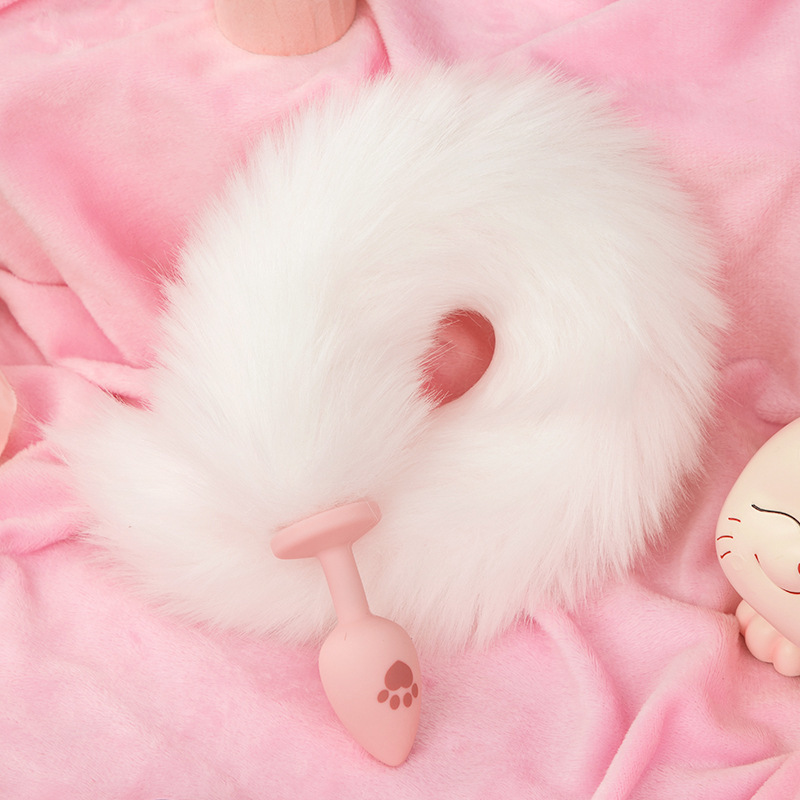 Cat Claw Anal Plug with 40 cm Fox Tail and Pink Bow — detail image 16