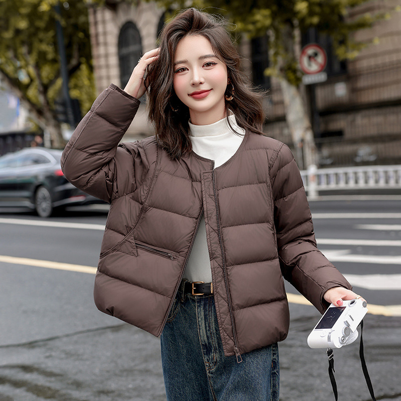 薄款棉服女短款2025秋冬新款简约洋气圆领学院风小个子短款棉衣潮|undefined