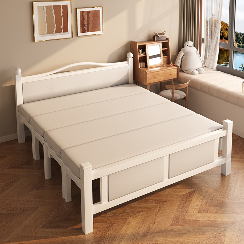 。折叠床双人床1米5单人床1米2家用主卧简易小户型成人出租房铁艺