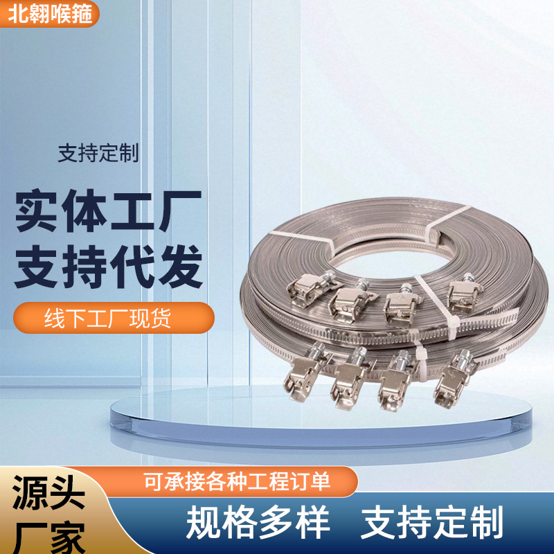 304不锈钢扎带自锁式捆扎带金属电缆束扎户外收紧绑带德式喉箍带