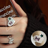 One size brand retro ring, silver 925 sample, internet celebrity, European style, on index finger