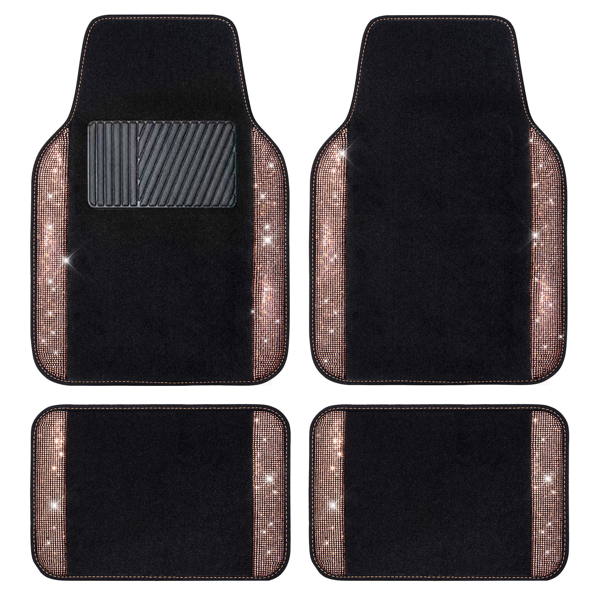 Cross-border universal car floor mats, velvet with sparkling rhinestones, full crystal anti-slip PVC car interior floor mats