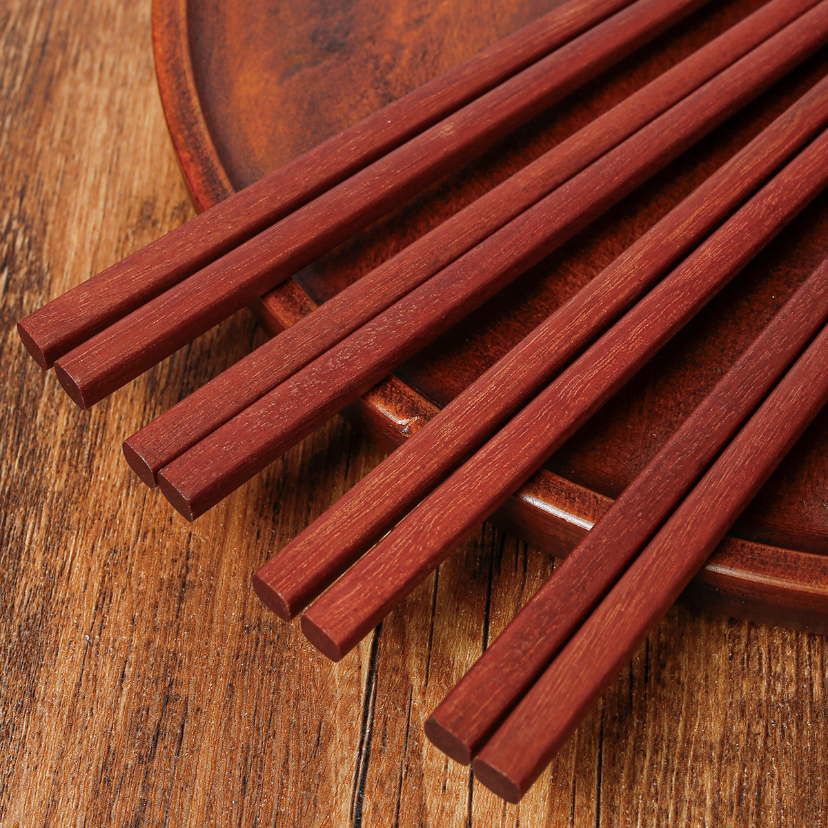 Palillos de madera maciza para el hogar 25cm sándalo rojo sin pintura sin cera antideslizante 10 pares de palillos de regalo comercial con letras LOGO