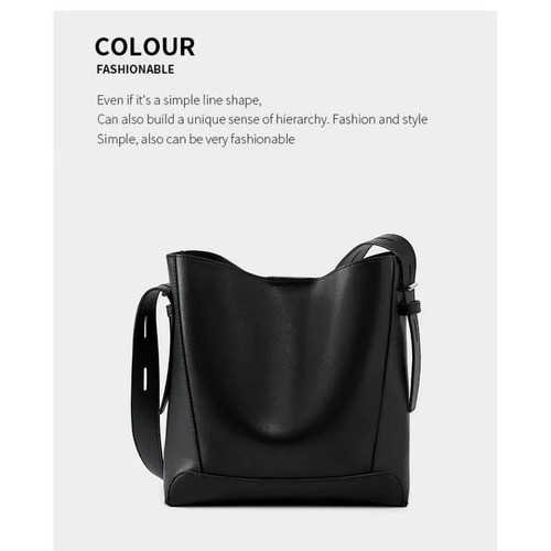 Women's High-End Style Large Capacity Water Bucket Bag Soft Leather Versatile Shoulder and Crossbody Bag