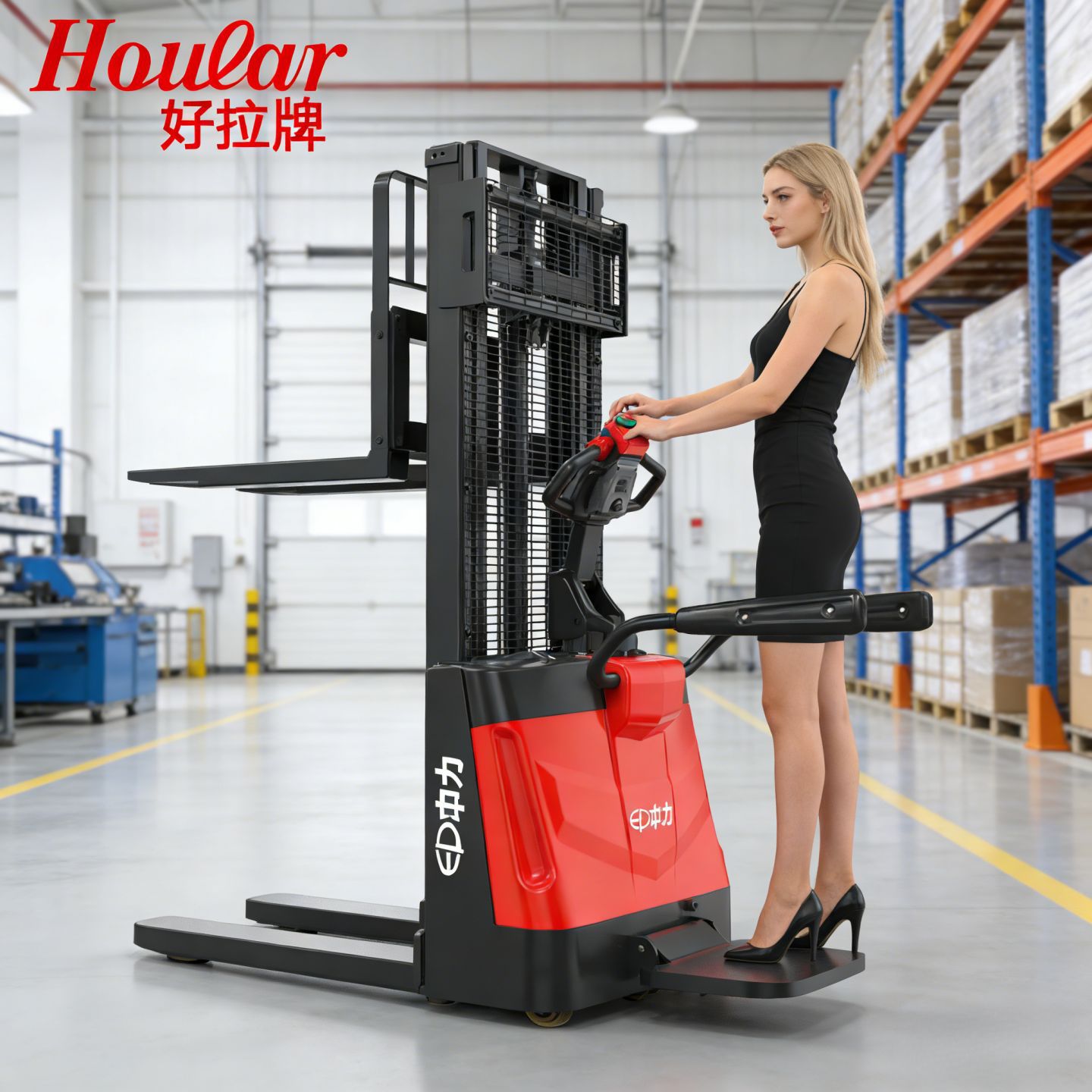 中力全电动站驾式叉车堆高车电瓶ESR152吨铲车液压升降装卸堆垛车