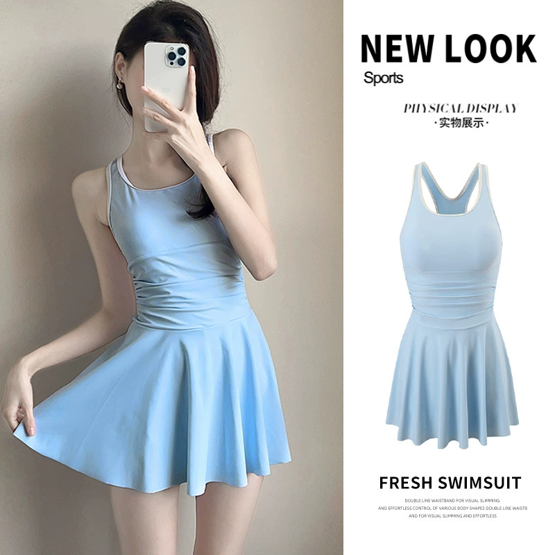 Женский купальник, лето 2021, цельная юбка-боксер, стильный маленький студенческий купальник для обучения плаванию, закрывающий живот, консервативный купальник для похудения