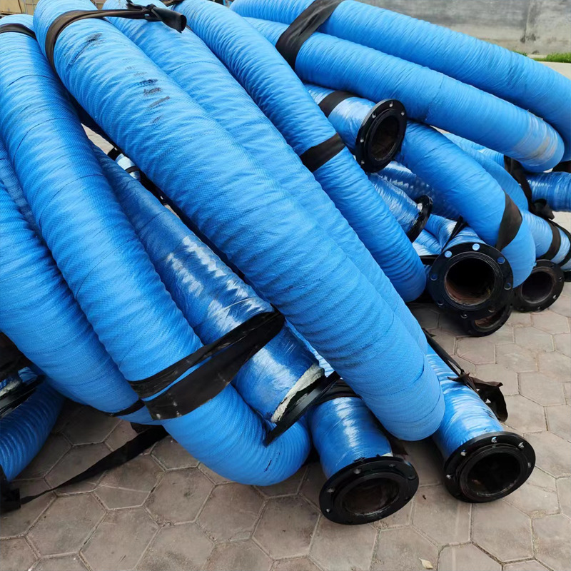 农业灌溉排水胶管煤矿用大口径吸排水胶管带法兰连接夹布胶管