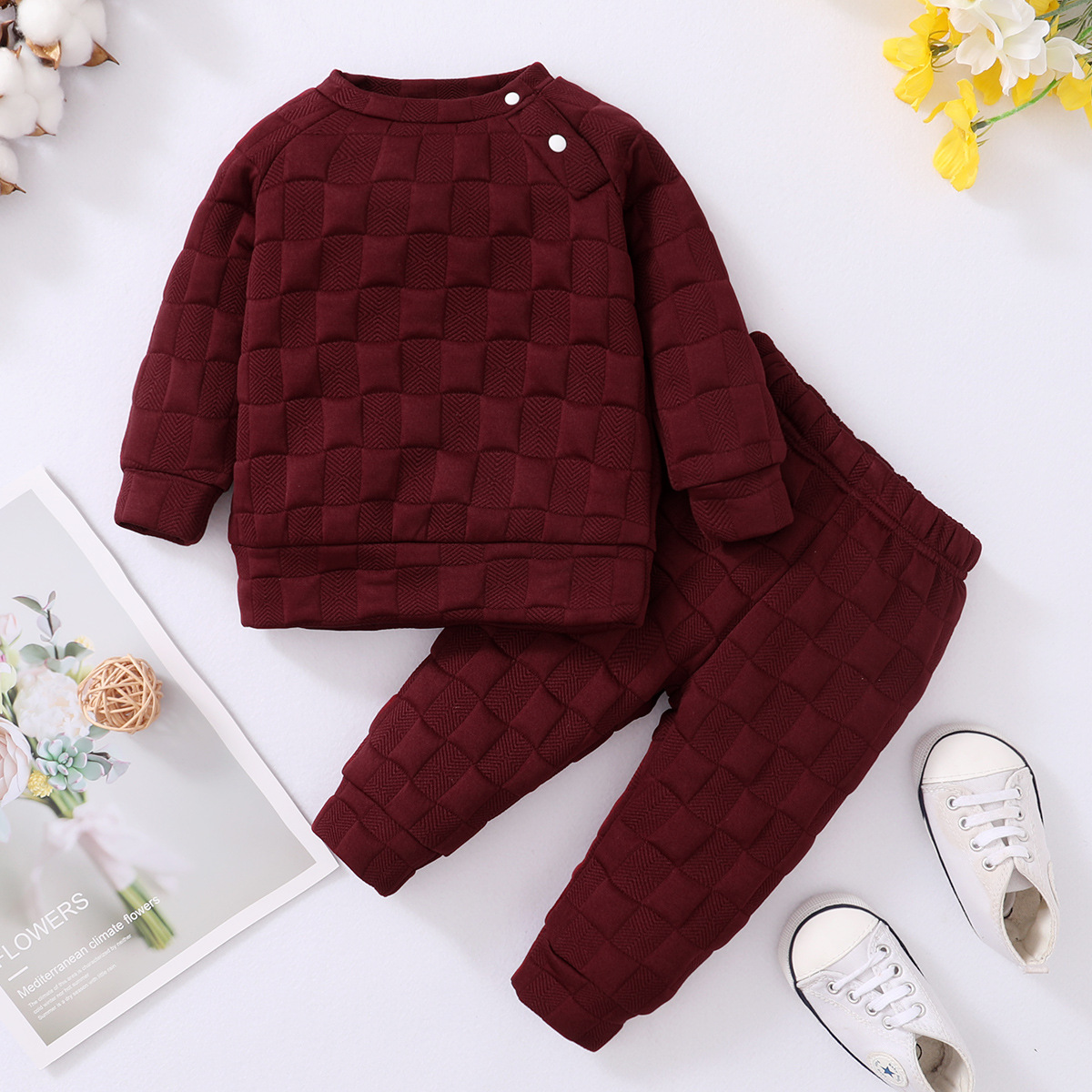 Simple Style Solid Color Cotton Girls Clothing Sets display picture 8