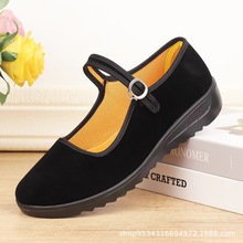 老北京布鞋女平底单鞋中老年休闲软底黑色工作鞋地摊批发零售代发