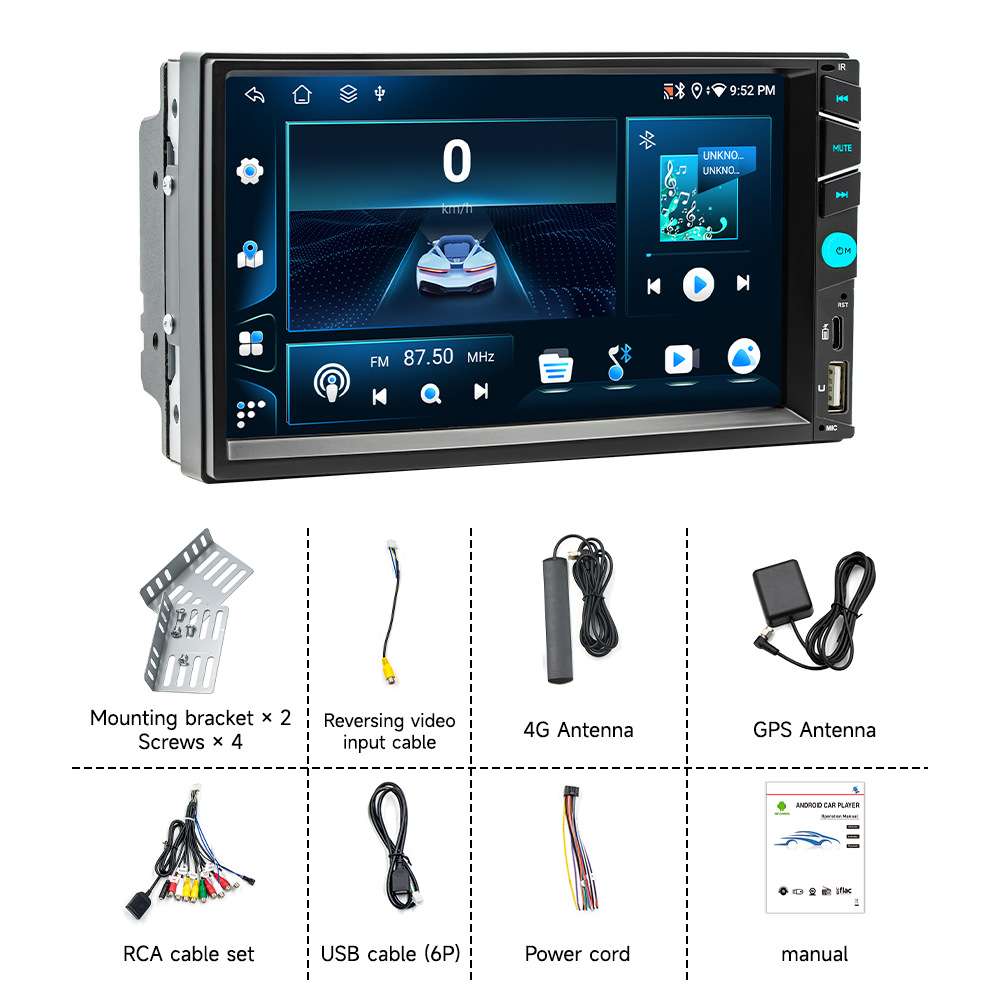 Transfronterizo de 7 pulgadas ocho núcleos Android GPS de navegación en coche todo-en - uno carplay de radio de coche Bluetooth