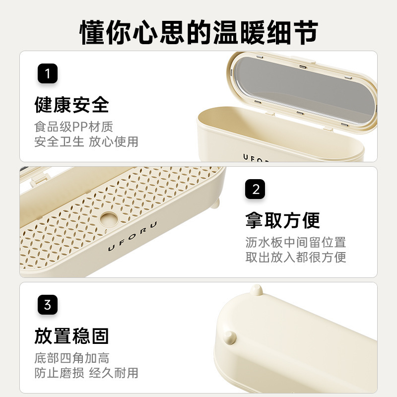 筷子收纳盒带盖防尘高颜值多功能可沥水筷子笼家用厨房餐具筷子筒|undefined