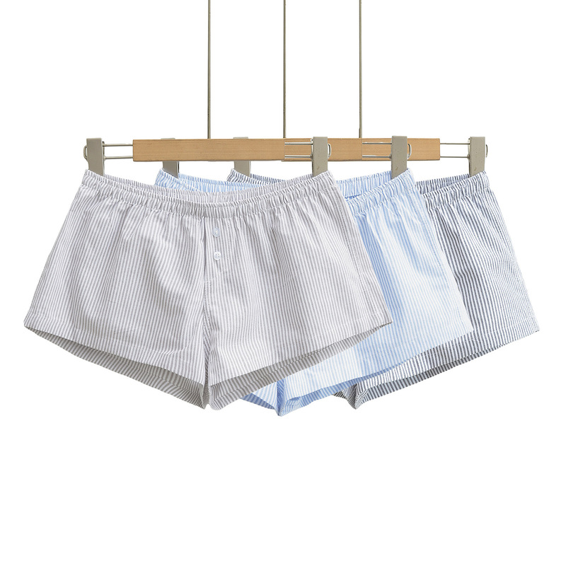 1686-24 New Summer Style European and American Style Hot Girl Summer Casual Sexy Low-Waist Elastic Waist Loose Striped Shorts