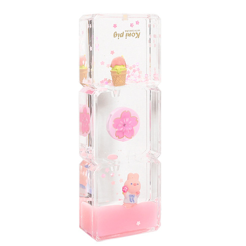 Creative cute cherry blossom oil leak desktop small ornaments decompression small objects water drop liquid hourglass birthday gift