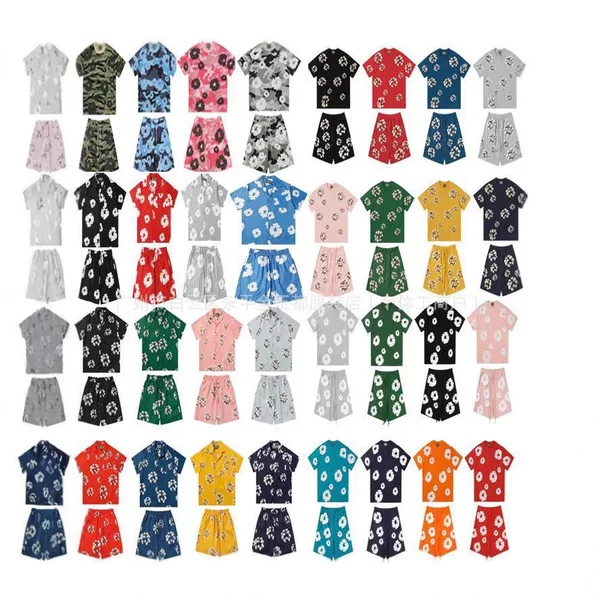 Foam Print Summer Loose Casual Men's T-Shirt Cotton American Style Shorts Set Wholesale T-Shirt Short Sleeve Men's Summer