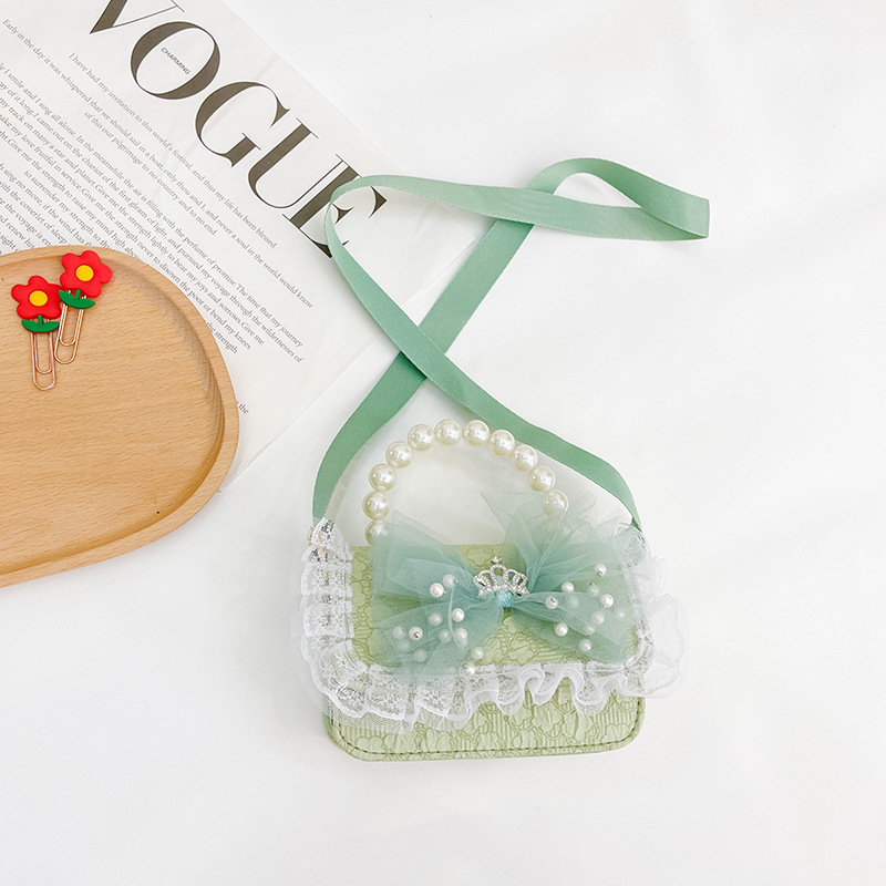 2022 nuevo bolso de los niños lindos niñas de moda occidental princesa mini bolso de hombro de encaje bolso de la perla