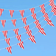 彩旗三角串旗小彩旗三角旗批发结婚户外旗幼儿园五彩旗红白条串旗