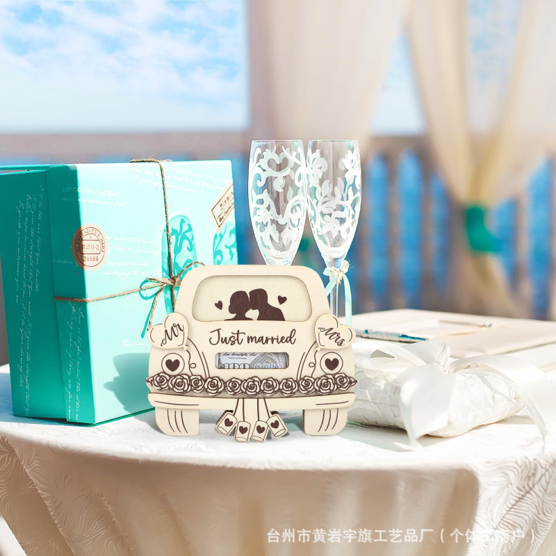 木製クリスマスマネークリップ結婚式ウェディングマネーと封筒ウェディングカードクリエイティブギフト木製車のマネークリップ|undefined