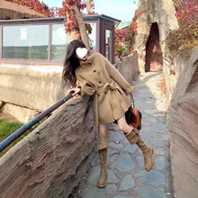 毛呢外套女秋冬新款韩版高领中长款气质加厚高级感小个子呢子大衣