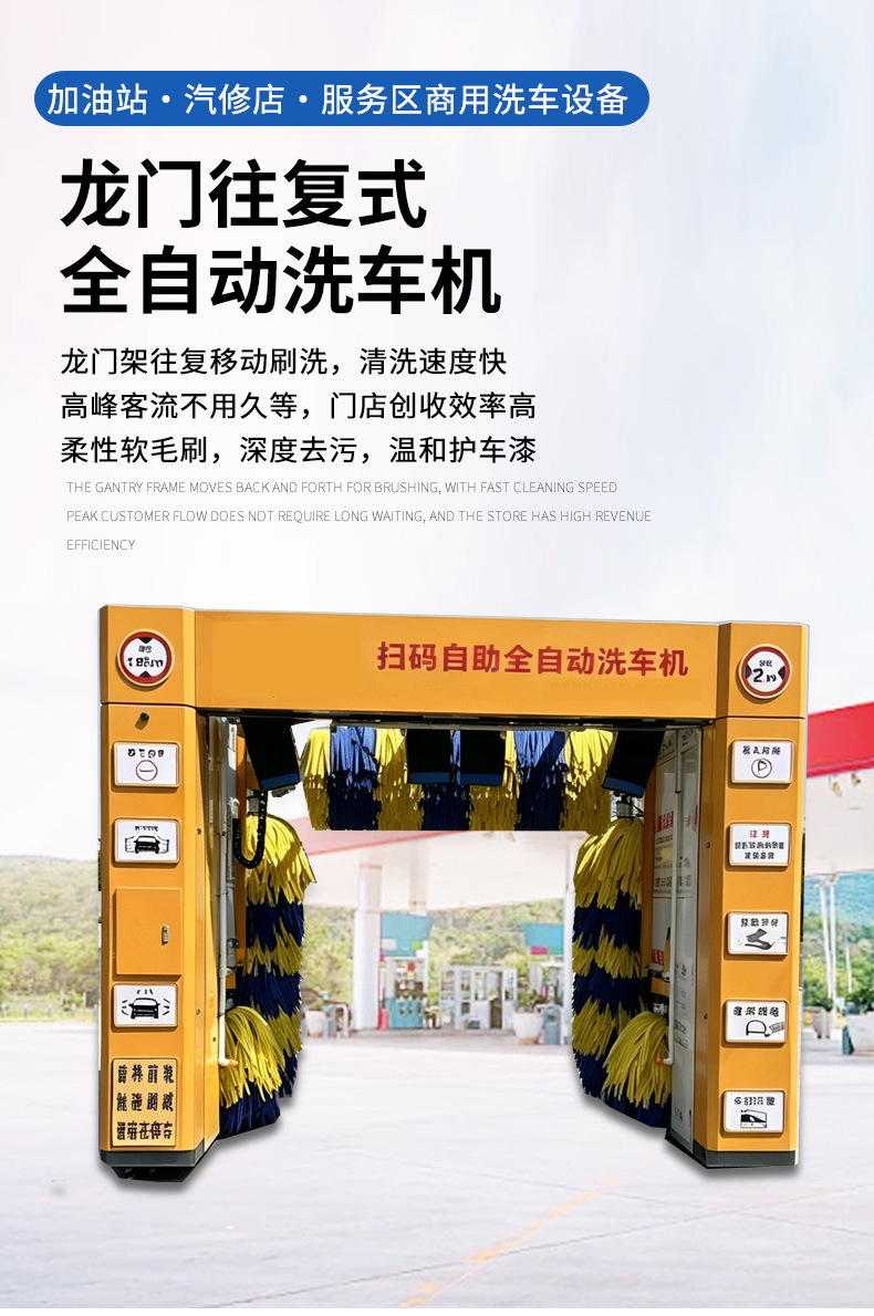 Reciprocating self-service car wash machine, intelligent gantry fully automatic car wash machine, parking lot and gas station commercial car wash machine