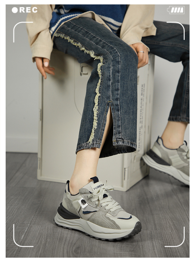 Women's Thick-soled Sneakers 2023 New Autumn Casual Dad High-end Gray Niche Retro Forrest Gump Women's Shoes_vogvips.com