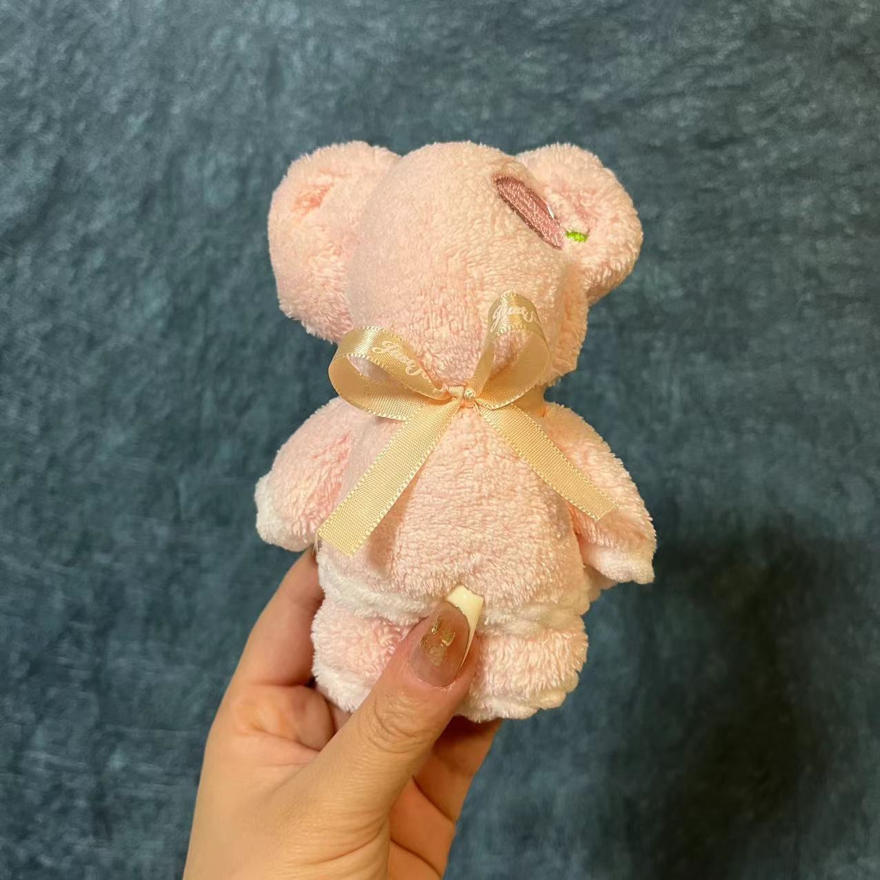 30*30 핑크 튤립 사각 스카프 곰