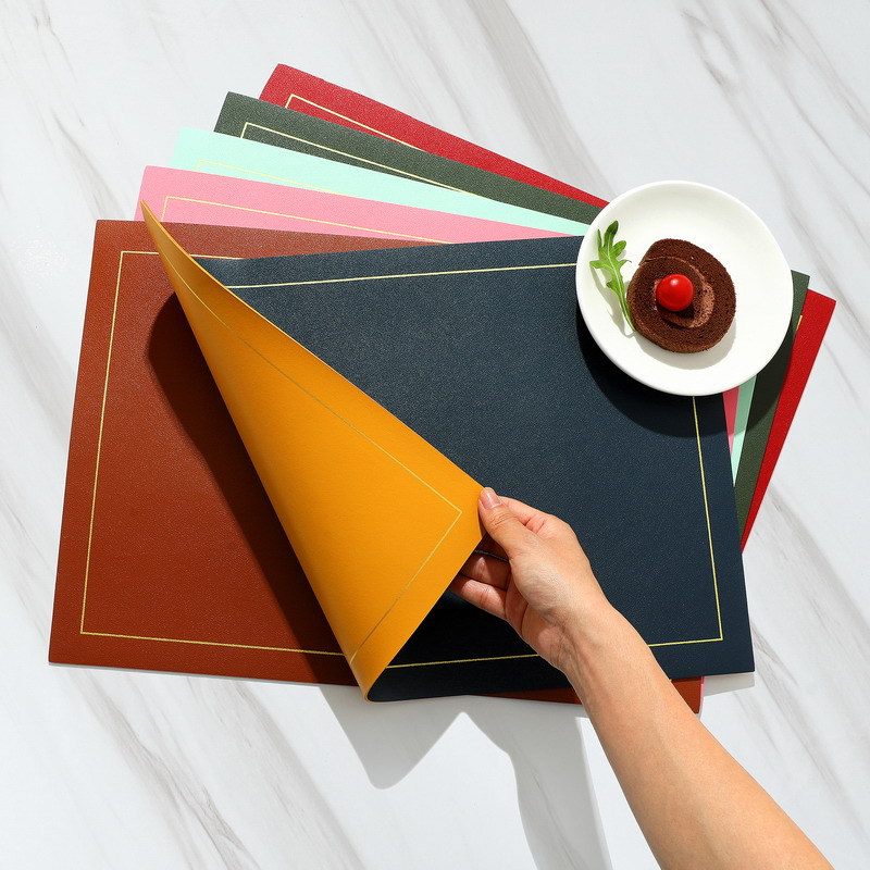 INS cuero nórdico occidental mantel cuadrado de color sólido PVC estera DE AISLAMIENTO impermeable estera de mesa de doble capa al por mayor estera de placa transfronteriza