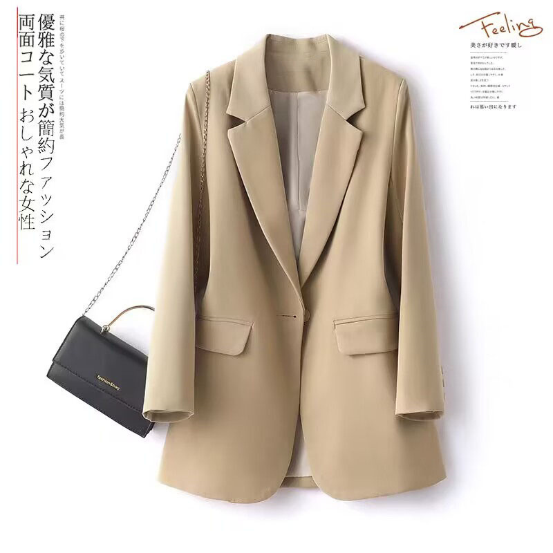2026 New Style Small Blazer for Women, Autumn Korean Version, Petite Design with Slit, Ginger Yellow Suit Jacket for Women