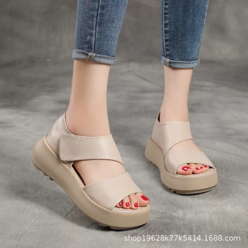 35--43 трансграничные сандалии большого размера на толстой подошве, новые летние повседневные универсальные женские сандалии в стиле ретро, верхняя одежда, модные сандалии