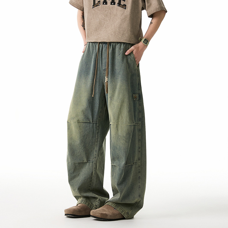 JYF-2583夏季加肥加大休闲牛仔裤黑色黄泥色蓝色现货有吊牌有领标