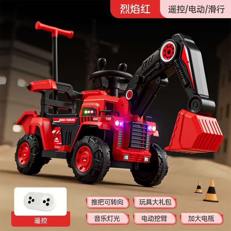 Nueva excavadora eléctrica de gran tamaño para niños excavadora para niños niños y niñas coche de ingeniería de control remoto coche de juguete de carga