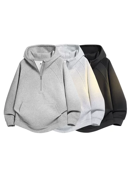 American-style half-zip hooded sweatshirt, popular in spring and autumn, loose and versatile pullover top, outdoor fashion casual wear for men and women