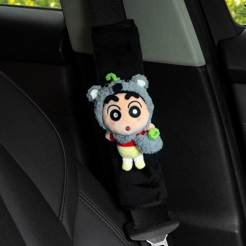 Crayon Shin-chan car seatbelt shoulder pad with floral decoration plush toy car interior accessory
