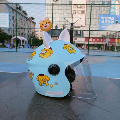 Motosiklet kaskı (dəbilqə) – Helmet - blue-pudding-dog-transparent-long-mirror-white-cat-ears-tigger