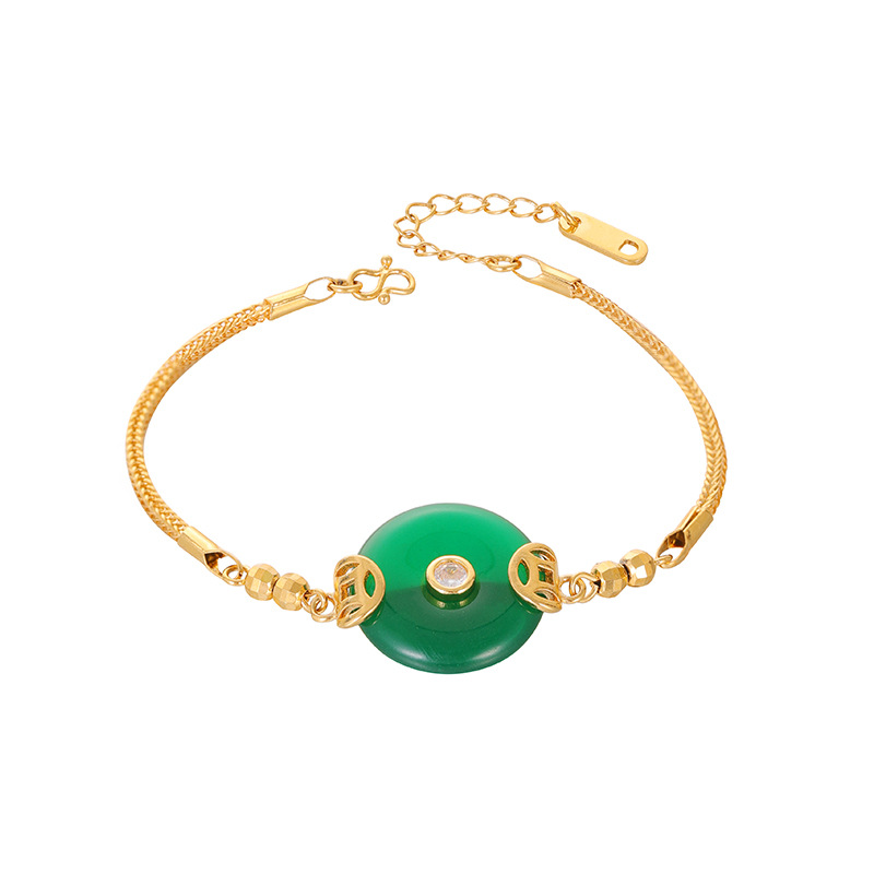 Vietnam arena oro hebilla de seguridad pulsera de Calcedonia moneda de cobre estilo chino retro no se desvanece hombres y mujeres elegante pulsera de todo fósforo