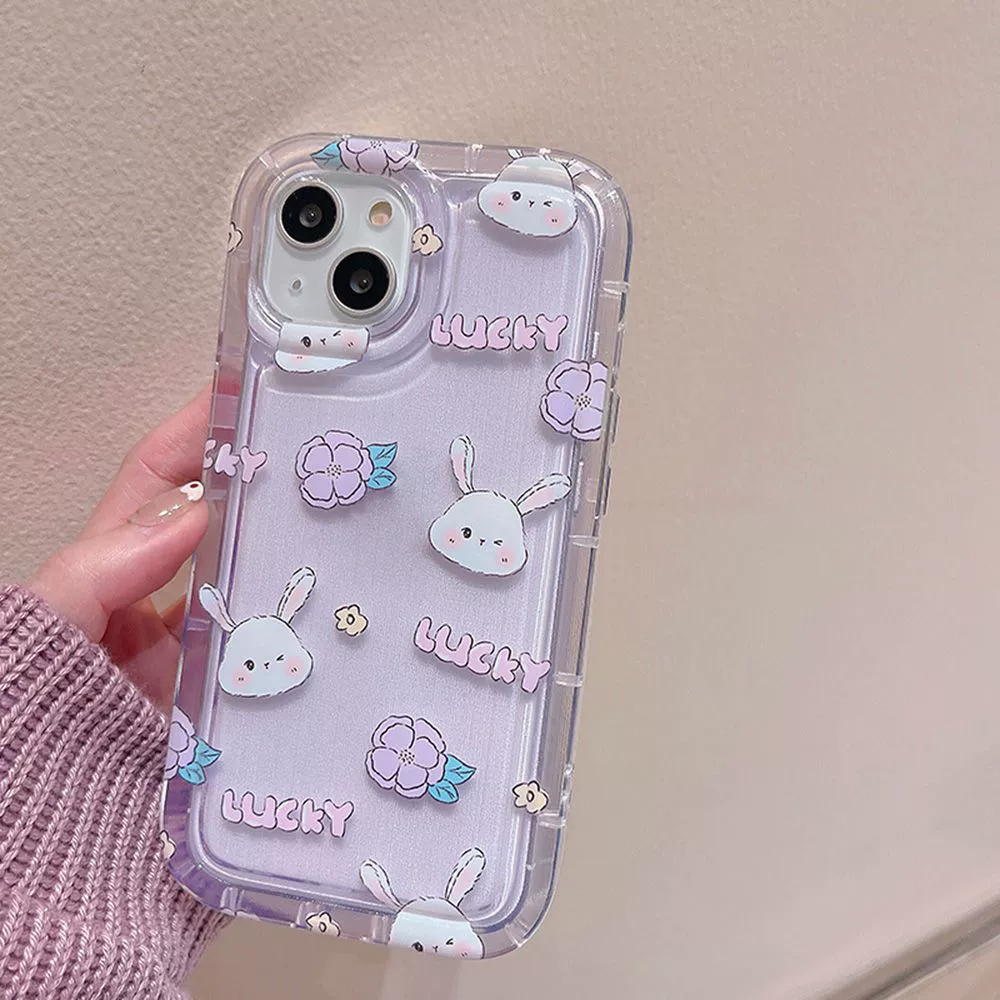 Совместимый фиолетовый кролик, чехол для телефона, iPhone, 17Promax, цветочный, защита осень, 13