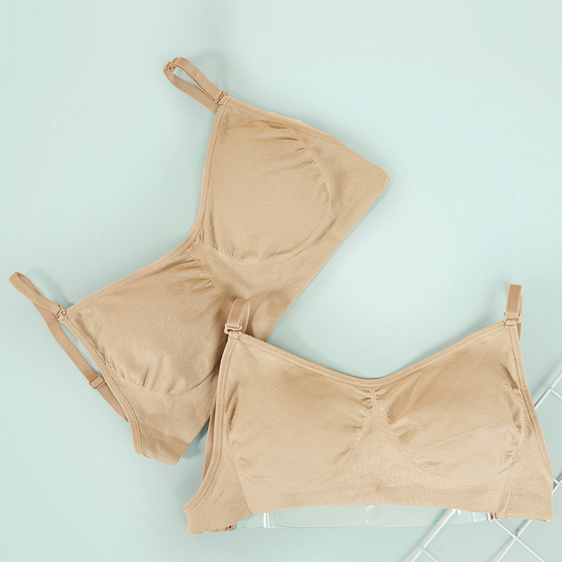 Sujetador invisible con honda para mujer deportiva de baile para adultos, parte superior de tubo, hombro, pecho pequeño, ropa interior sin anillo de acero