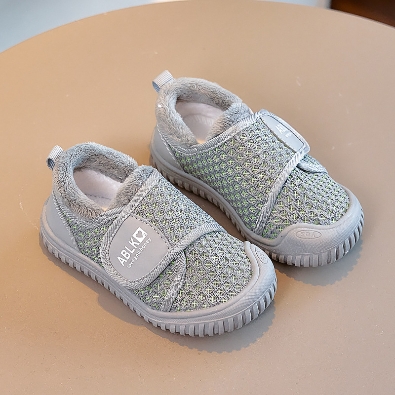 加绒宝宝帆布鞋儿童室内鞋男童幼儿园室外软底防滑学步鞋小童步鞋