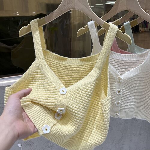 Designers' Choice Women's Knitted Tank Top with Strap, Casual and Unique, Summer Innerwear, Sleeveless Short-Sleeve Top, Style 0158
