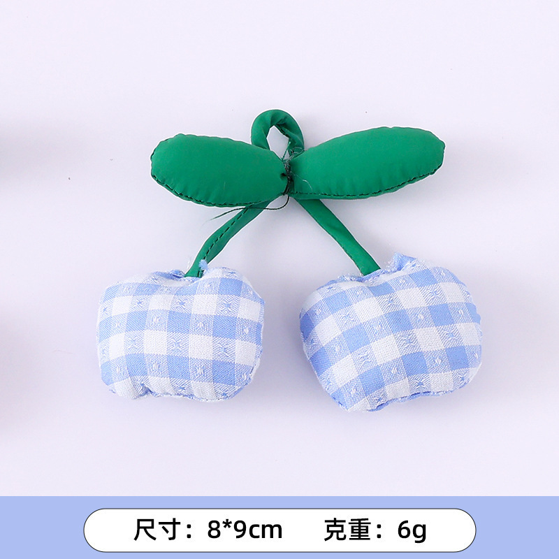 蓝色格子可爱樱桃 / 无胸针款