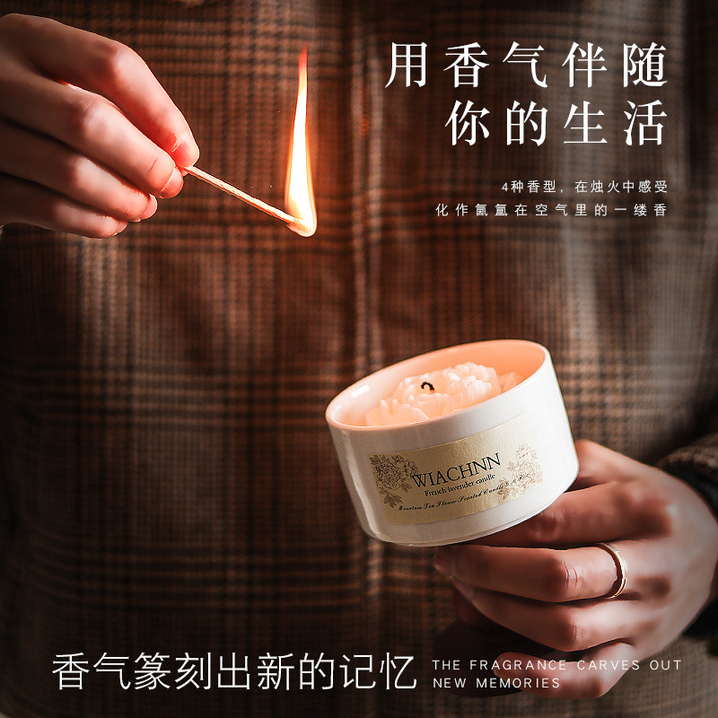 Camelia aromaterapia vela dormitorio sala de estar nicho vela de fragancia de alta gama regalo de cumpleaños regalo de mano al por mayor