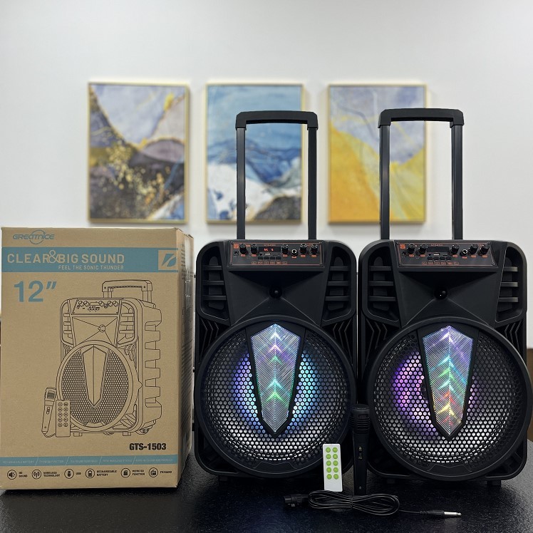 Altavoz Bluetooth portátil GTS-1503 de 12 pulgadas con asa