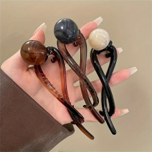 New Twister clip Simple retro round bead hairpin girls