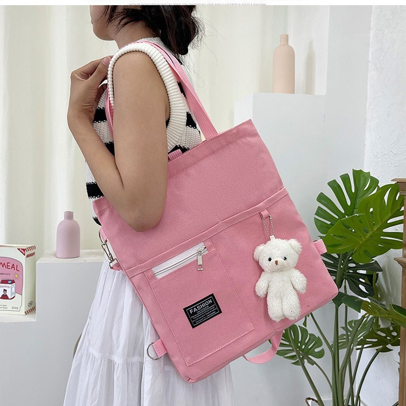Bolso de lona de un solo hombro coreano para mujer multiusos ins Mochila de almacenamiento para estudiantes universitarios de moda