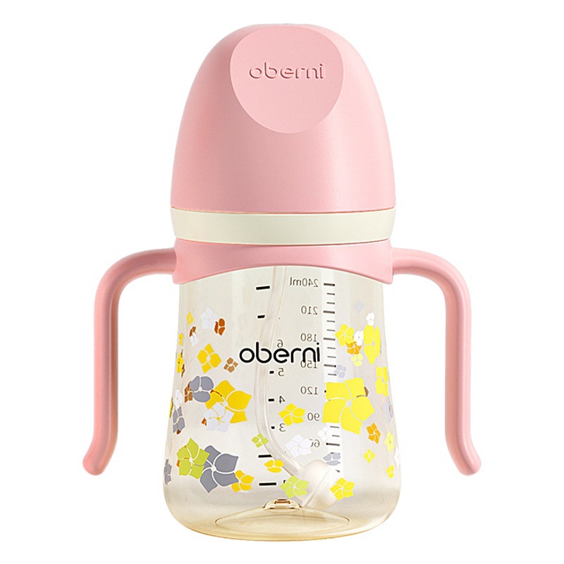 Oubeini bebé taza de beber biberón niños taza de paja con mango bebé beber leche taza de beber de doble uso
