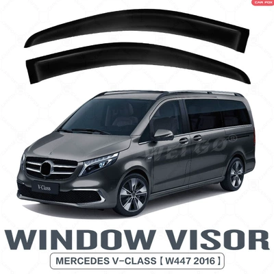 visor, Rain shield - standard-packing-without-logo-2pcs-mercedes-benz-v-class-mk3-w447-2016-no-bright-strips-wb-rain-shield
