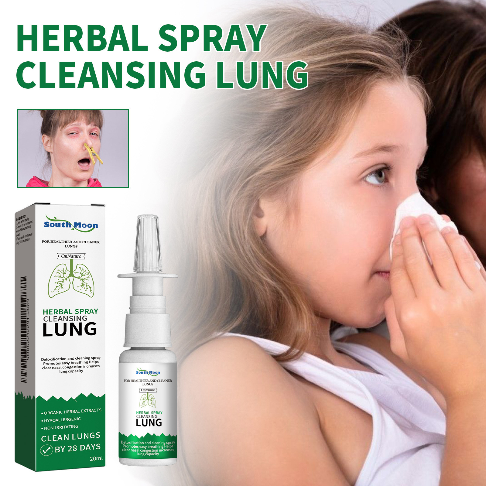 South Moon Nasal Care Spray Is a Moisturizing Spray for the Nasal Skin That Is Gentle, Refreshing, Delicate and Cooling