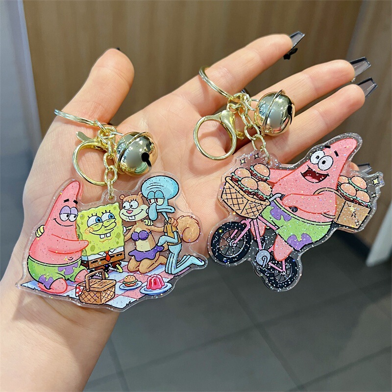 Creative Cartoon Double-Sided Acrylic SpongeBob Keychain Cute Patrick Star Squidward Pendant Small Gift Creative Cartoon Double-Sided Acrylic SpongeBob Keychain Cute Patrick Star Squidward Pendant Small Gift